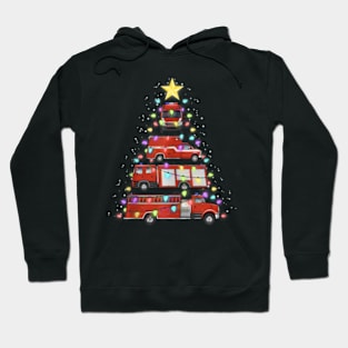 Firefighter Fire Truck Christmas Tree Lights Santa Fireman Hoodie